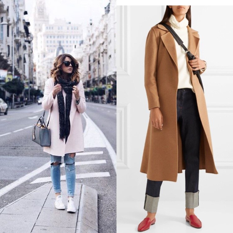 Шарф сняли, а вместо него надели свитер с высоким горлом, эффект тот же , а внешний вид другой. Сумку гораздо удобней и Безопасней носить через плечо.