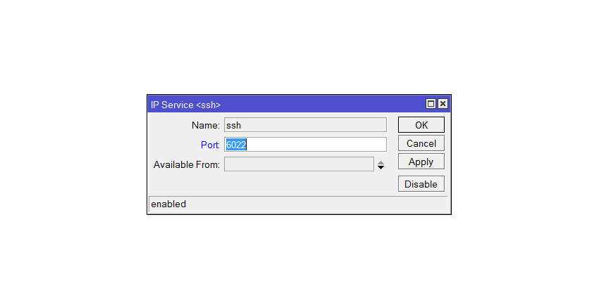 SSH порт по умолчанию. Mikrotik пароль по умолчанию.