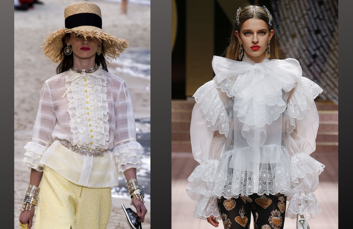 Блузы в викторианском стиле с кружевными оборками и жабо