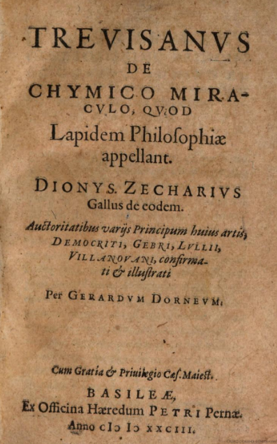 «О химическом чуде, называемом Философским камнем» (Базель, 1583), трактат, приписываемый Бернарду Тревизану.