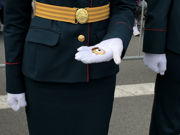На фото награда Родины через Беглова знак  "Гвардия".  