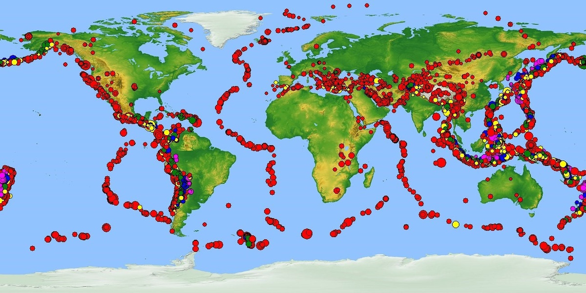 Пульс Земли: карта землетрясений магнитудой 4+