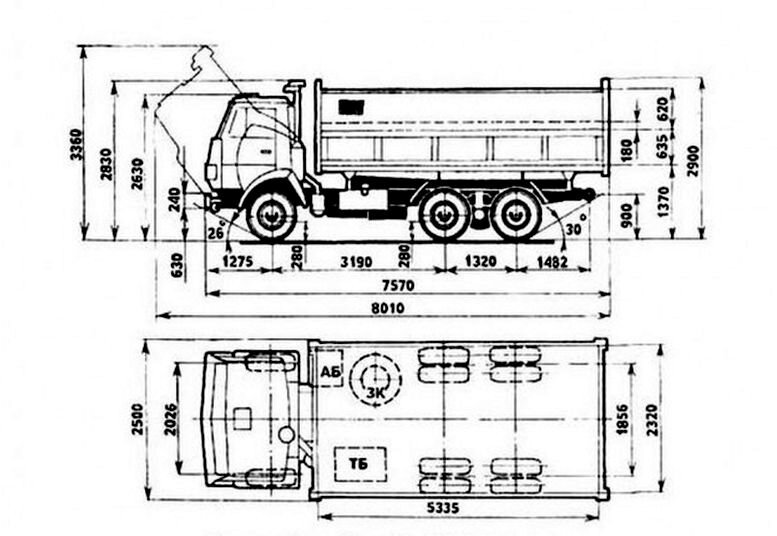 Чертеж кузова камаз 5320