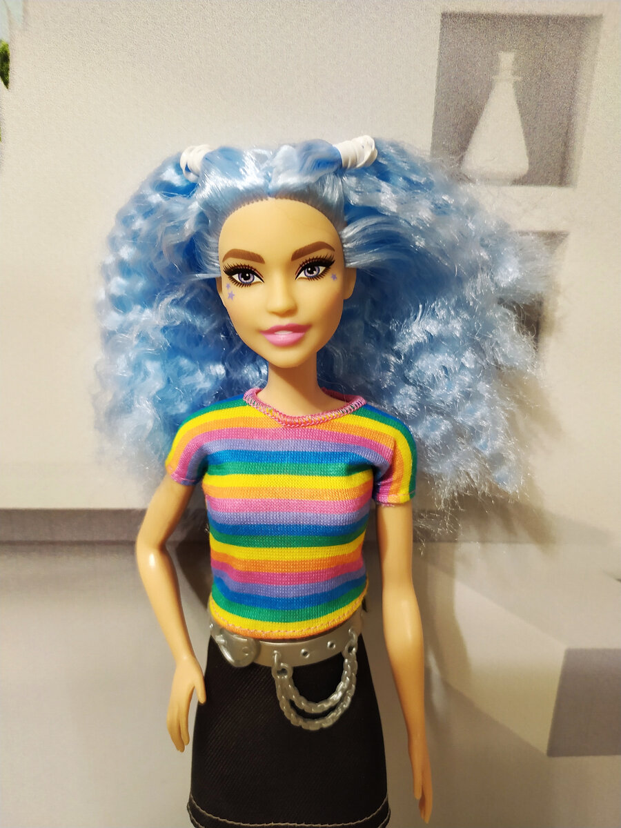 Barbie Fashionistas Doll 170, Rainbow Striped Top & Black Skirt ...
