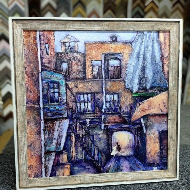 "Старый дворик", холст, акрил, структурная паста.