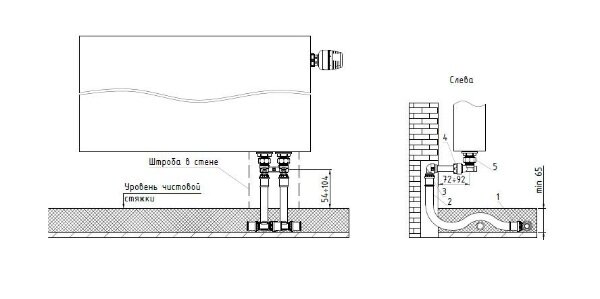 Нижнее подключение радиаторов отопления схема