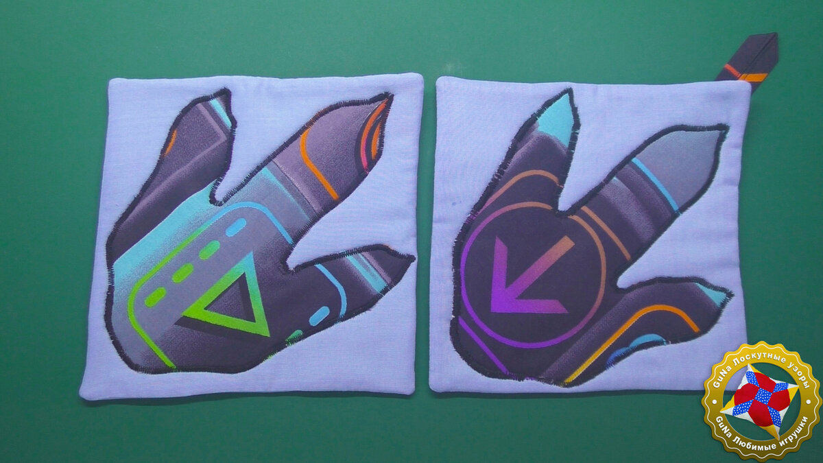 Прихватки на кухню "След дракона", динозавра.