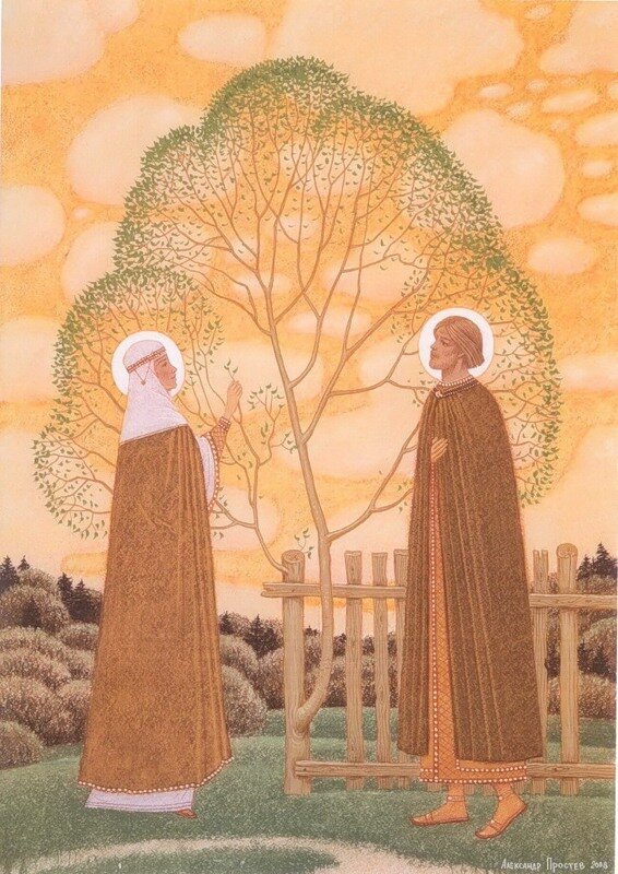 Фото:  картина Александра Простева Петр и Февронья; printinterest.com