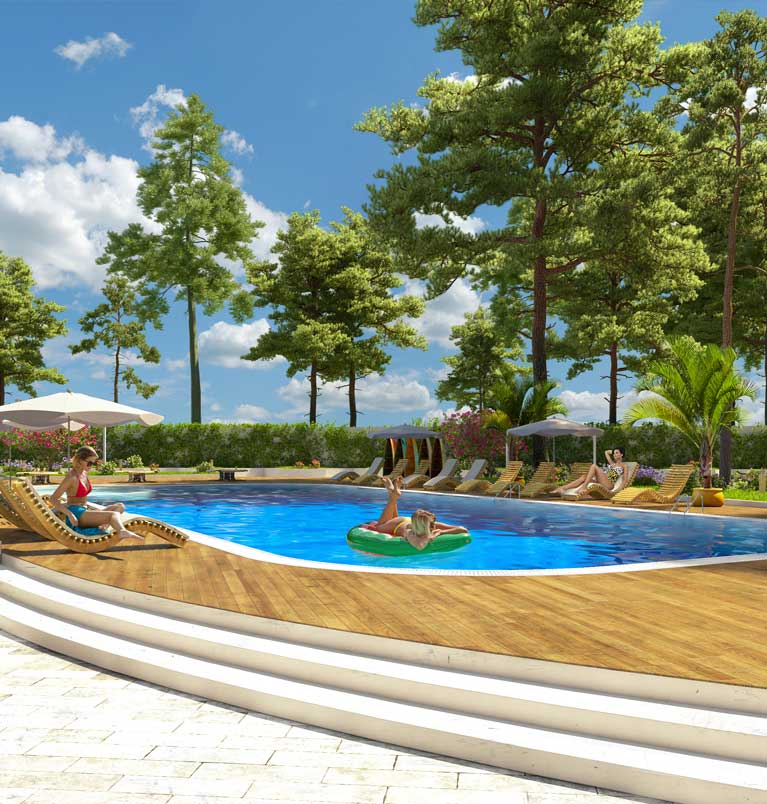 Бассейн на территории 25 на 10, глубиной 1,5м