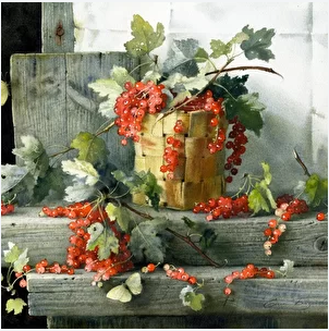 Веточка красной смородины. Акварель с Еленой Базановой. Автор фото https://blog.lectoroom.ru/gifts 