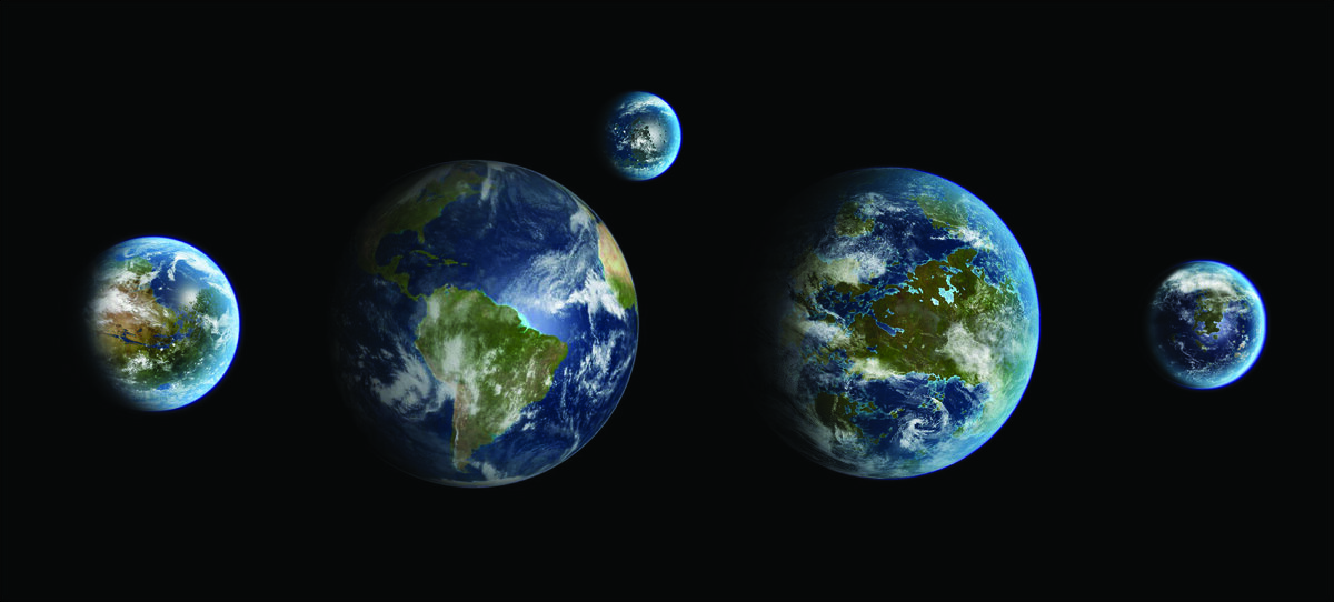 Терраформируем все! Справа налево - Меркурий, Венера, Земля и Луна, Марс