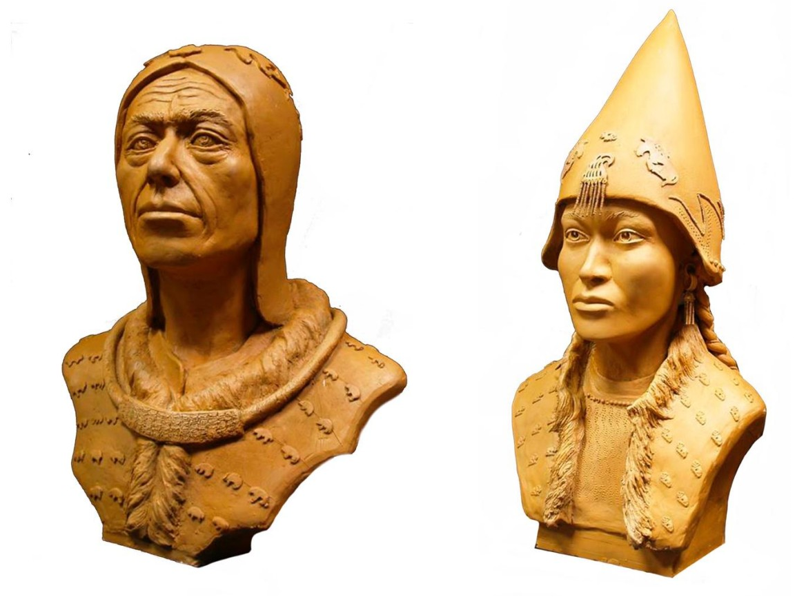 Реконструкция облика "царя" и "царицы".