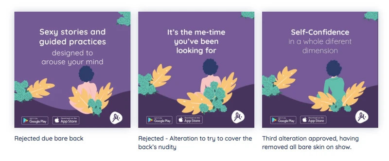 Объявления, которые отправил Emjoy, по сравнению с теми, что были приняты Facebook. Скриншоты Emjoy.