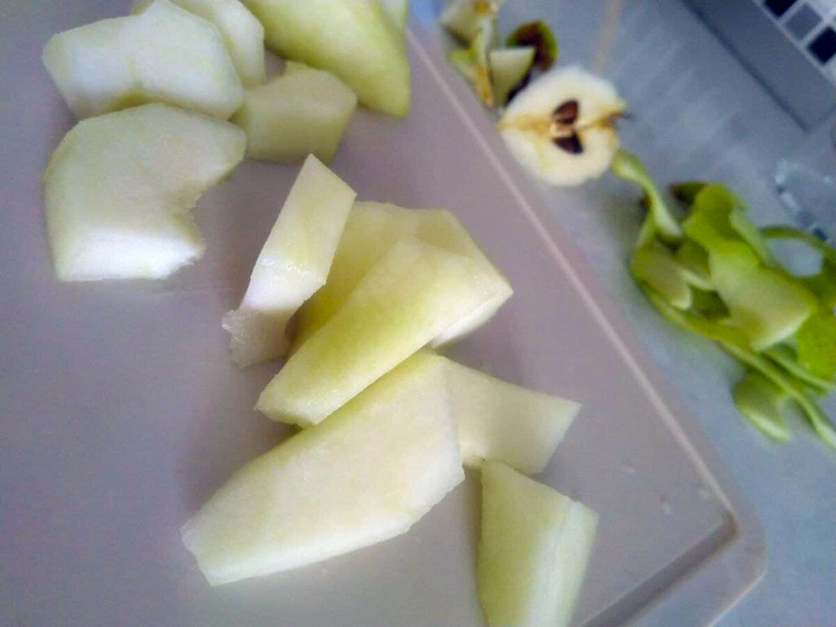 На такие кусочки мы нарезали