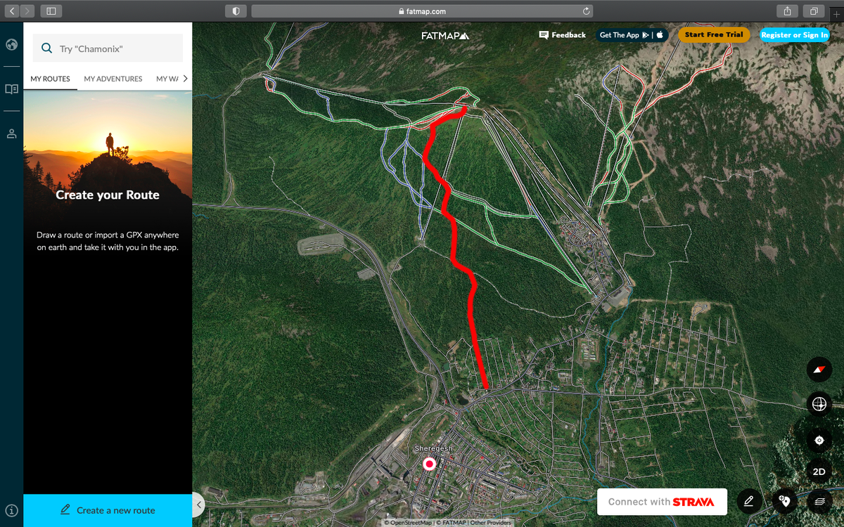 Красным отметил маршрут, который сначала проходит по трассе, а потом по снегоходной дороге