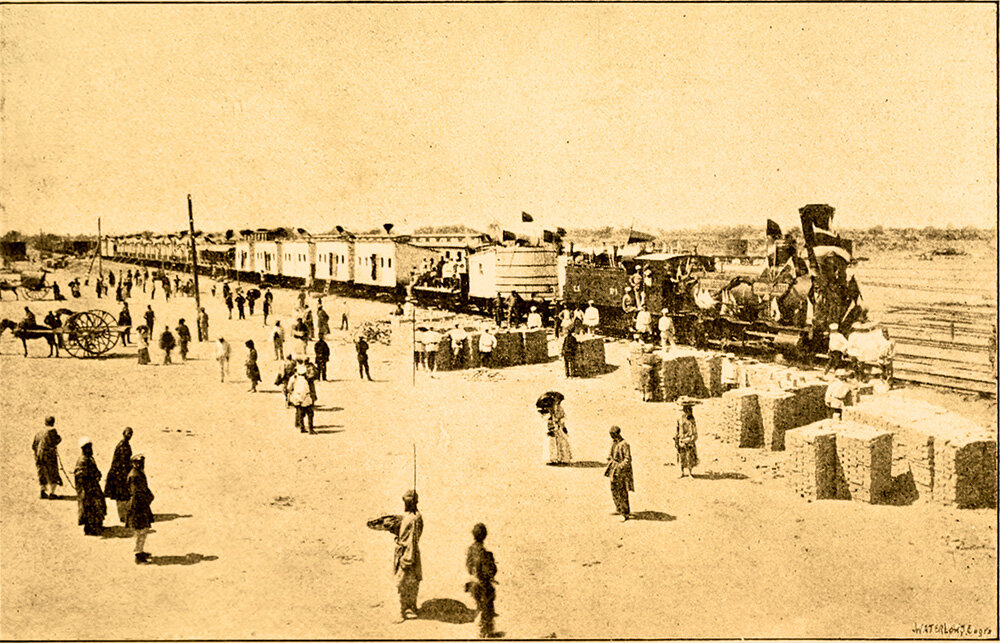 Прибытие первого поезда на конечную станцию Закаспийской железной дороги. Самарканд, 15 мая 1888 года