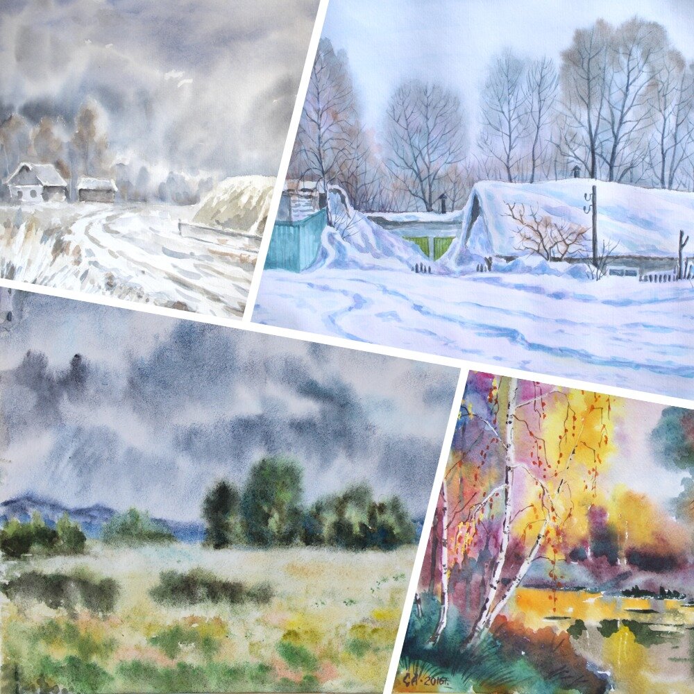 Фрагменты фото картин С.В. Антипина. Коллаж автора