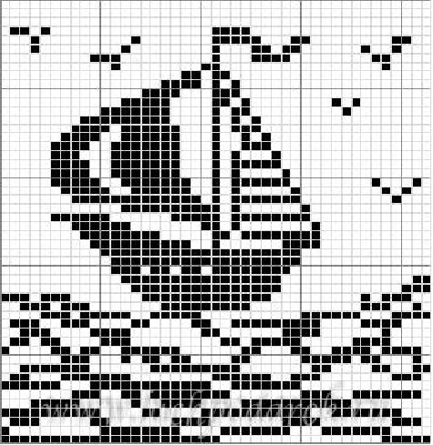Как связать кораблик спицами схема