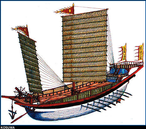 Изображениях на свитке военного корабля из монгольского флота (KOSUWA)