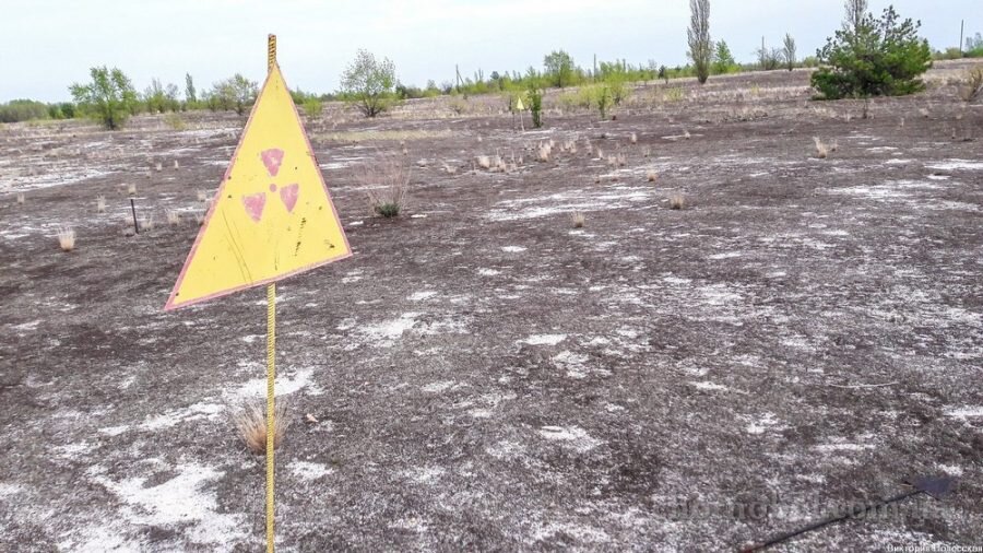 С территории Песчаного плато неплохо видно Чернобыльскую АЭС, расстояние примерно 4 км. 