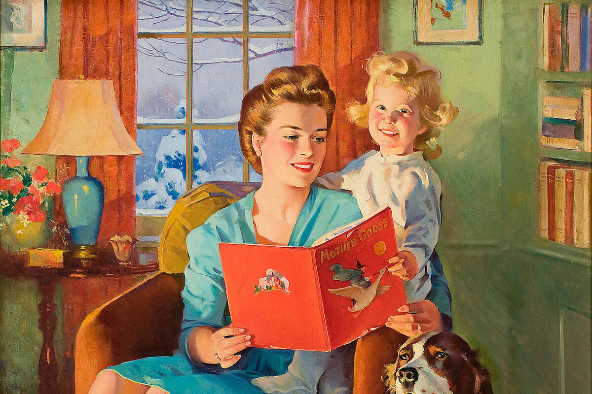 Рисунок мама читает книгу