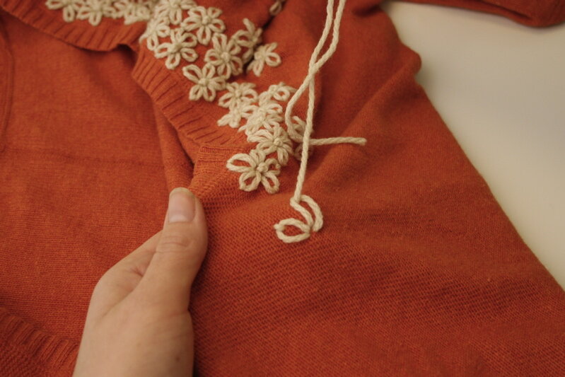 Как украсить вязаную кофту вышивкой