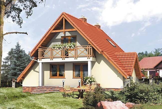 Технико-экономические показатели :  ✔ Полезная площадь - 104,0м²   ✔ Площадь застройки - 106,4м²   ✔ Кубатура (объём) - 395,0 м³   ✔ Высота дома до конька - 8,2 м 
✔ Угол наклона крыши - 45° .