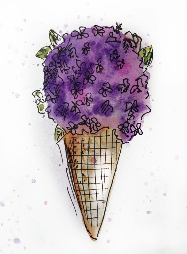 Рожок с осветленным бочком и с добавленными капельками