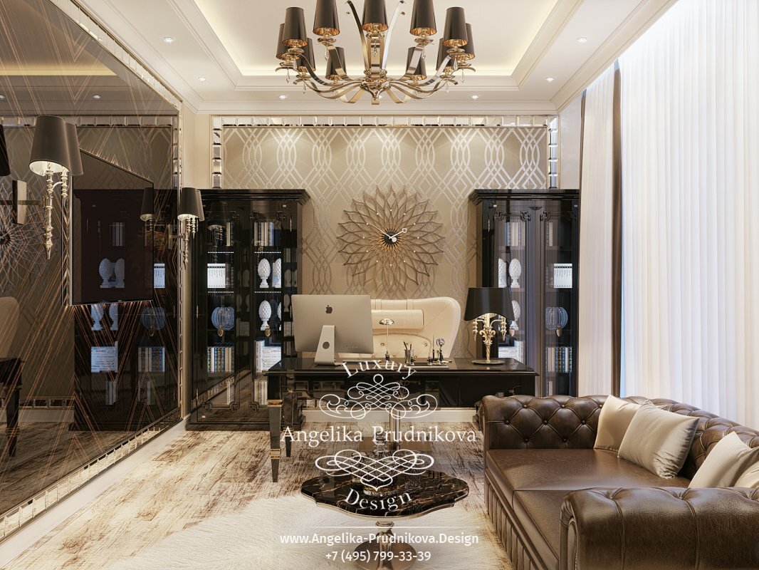 На фото: Дизайн-проект интерьера кабинета коттедже в г. Брянск