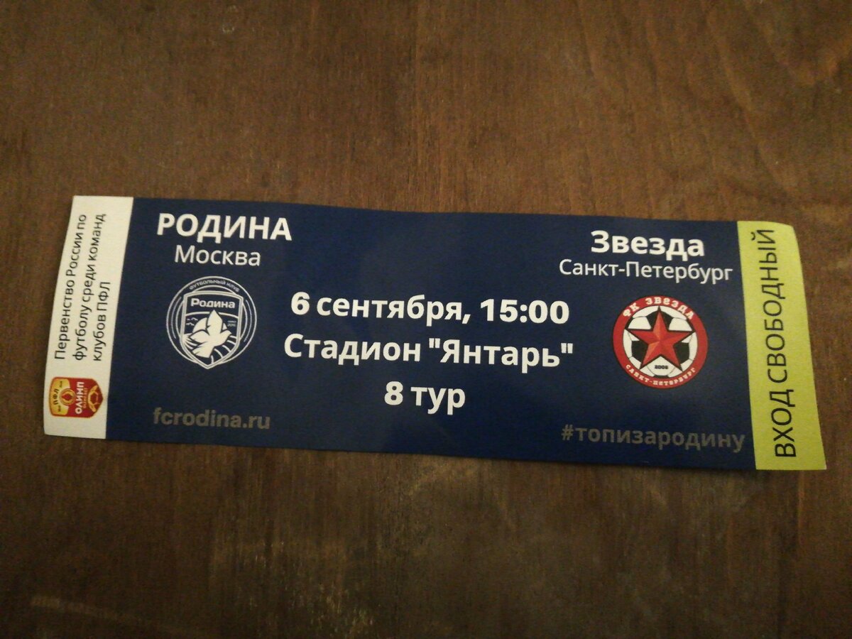 Билет на матч Родина - Звезда