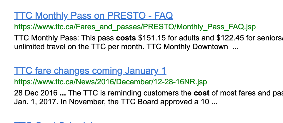 Информация с сайта ТТС (оператор общественного транспорта) о стоимости проезда на месяц. 