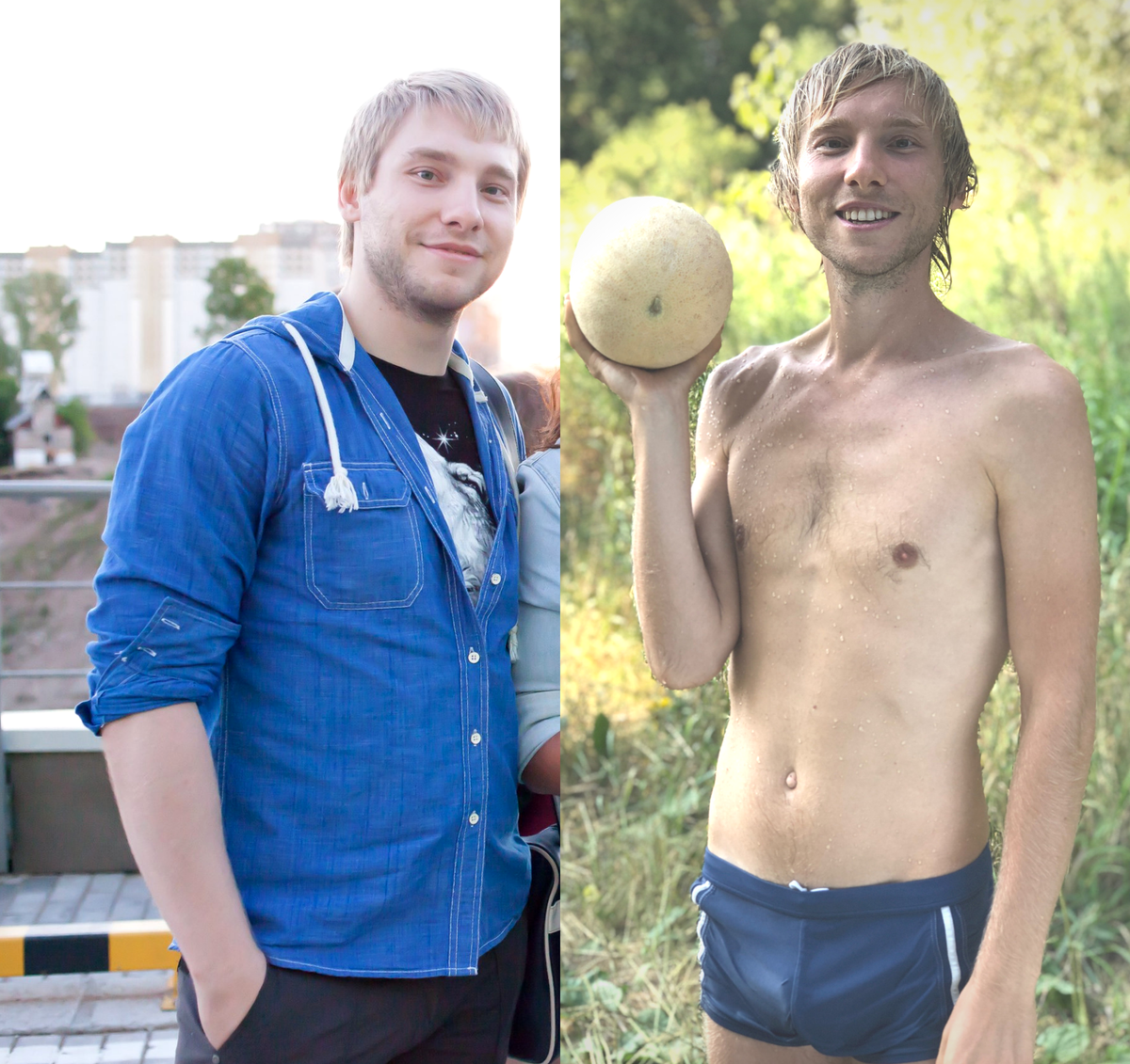 Вот такая разница. Вес слева 83,4 кг, справа - 62,6. Фото автора