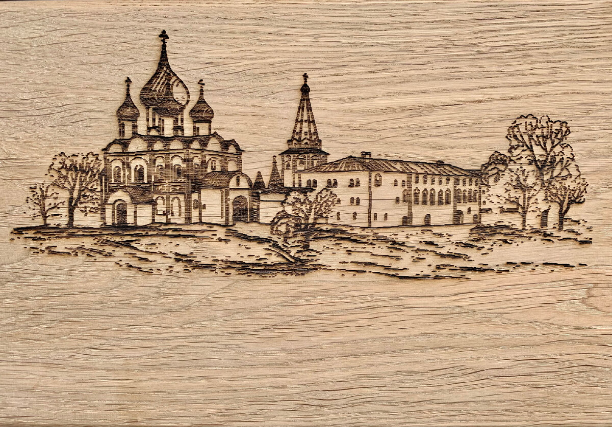 Лазерная гравировка г. Суздаль с фотографии 