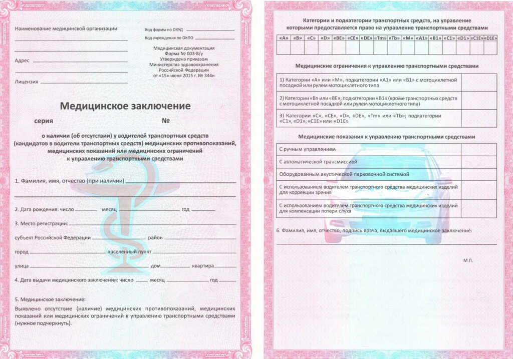 Медицинское заключение. Форма №003-8/у