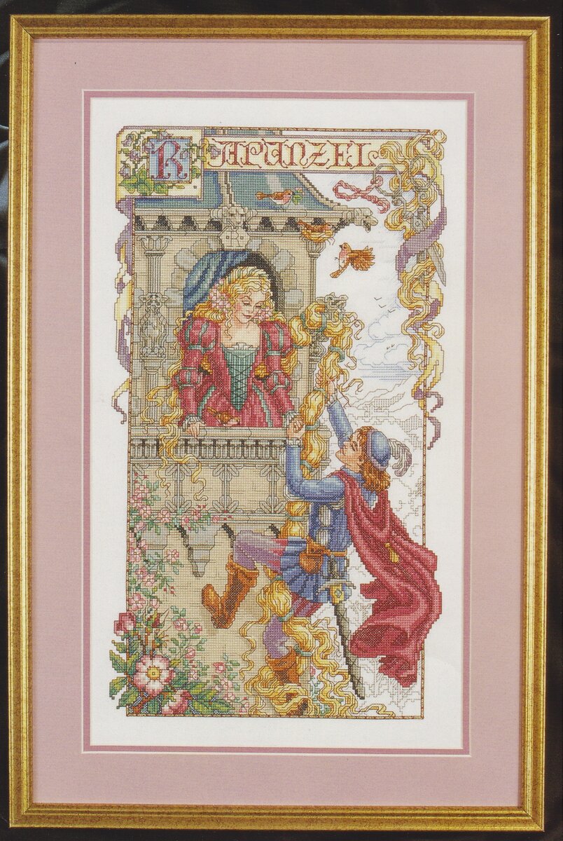 Розовые фламинго обнялись и плачут. Превью набора "Рапунцель", производитель Bucilla, здесь и далее все фото сделаны автором блога