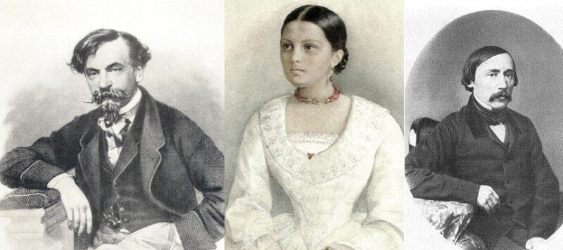 Иван Панаев, Авдотья Панаева и Николай Некрасов 