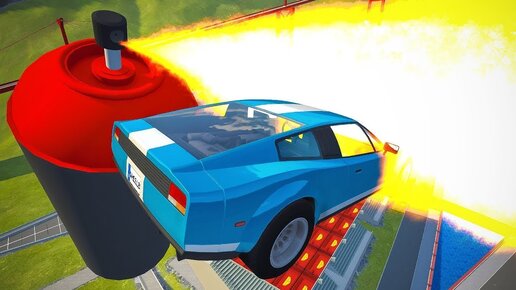 Безумные Прыжки через ГИГАНТСКИЙ БАЛЛОНЧИК С КРАСНОЙ КРАСКОЙ в BeamNG Drive Челлендж!