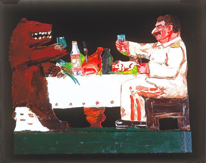  Леонид Соков представитель направления соц-арт, известный художник. Я узнала о нем в Москве, когда знакомилась с современным отечественным искусством. Не могу сказать, что его работы мне сильно понравились (хотя некоторые задели за живое), скорее вызвали легкое недоумение. Тем не менее, работы очень интересные.

