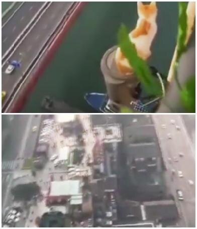 Внизу город с высоты съёмки.