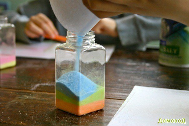 Декор предметов Мастер-класс Декорирование разноцветной солью Бутылки стеклянные Гуашь Соль