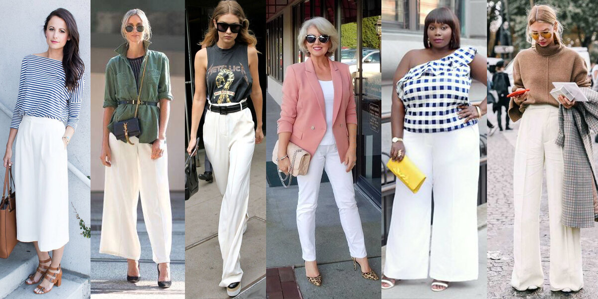 С чем носить женские белые брюки?