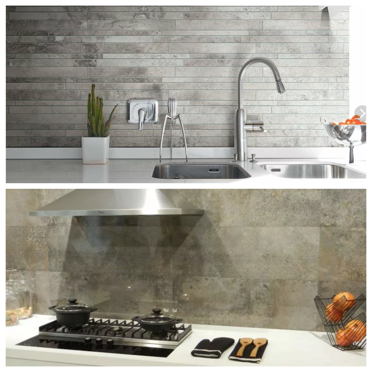 Вверху: мелкоформатная плитка, внизу – более крупная