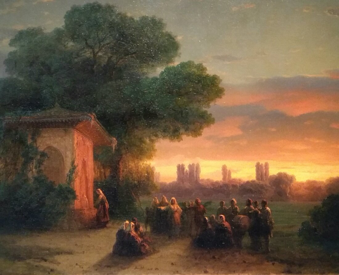 Иван Айвазовский, "Вид в Крыму при закате солнца",1862 год (фрагмент) 