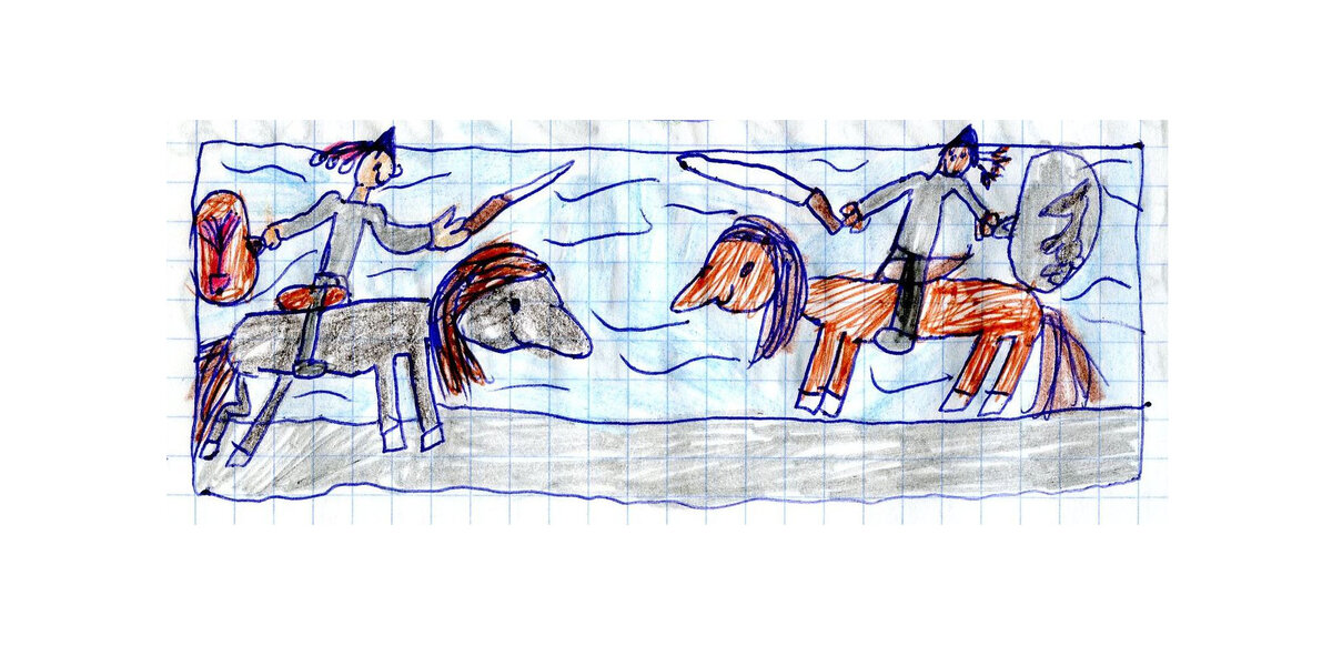 Поединок Рыцаря Красной Стрелы и Рыцаря Чёрного Волка на турнире