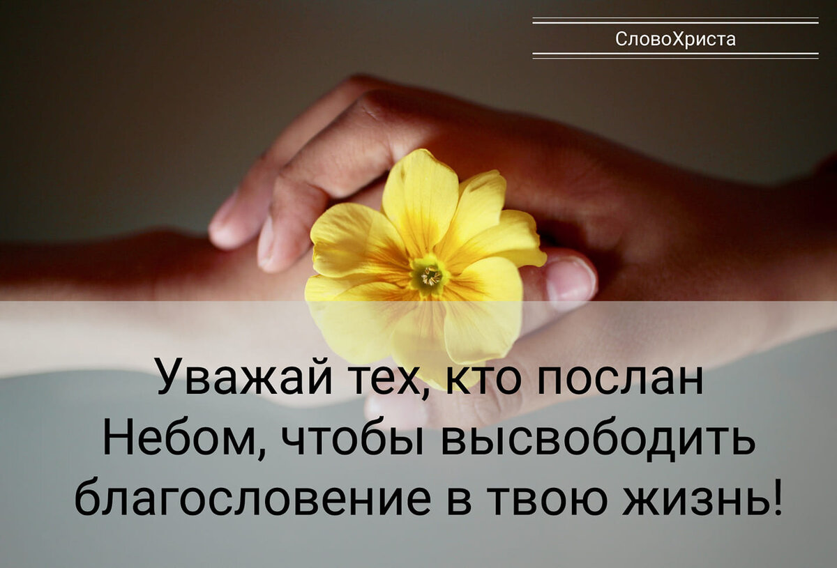 Уважай тех, кто послан к тебе Небом!