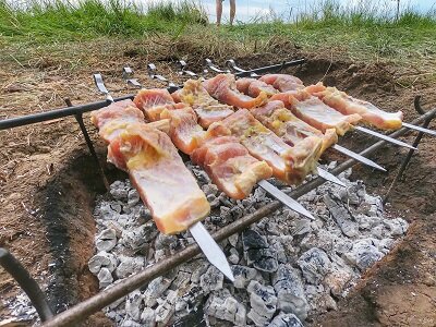 Запекание на мангале в фольге