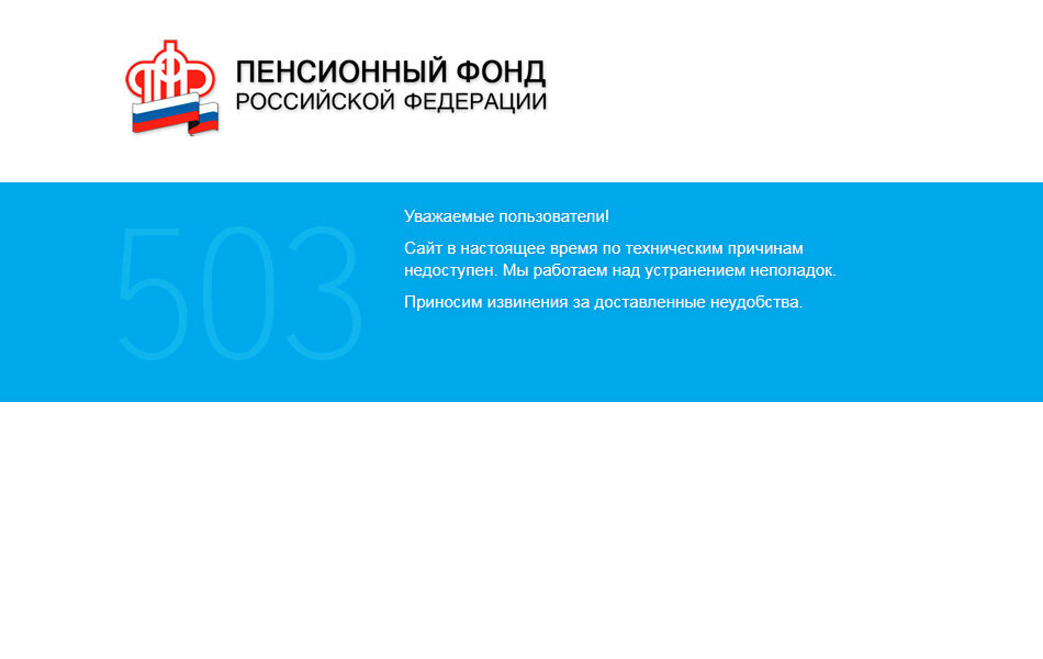 Скрин экрана при обращении к сайту ПФР