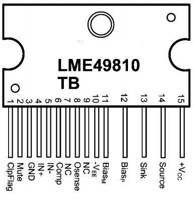 Микросхема LME49810. Обозначение выводов.