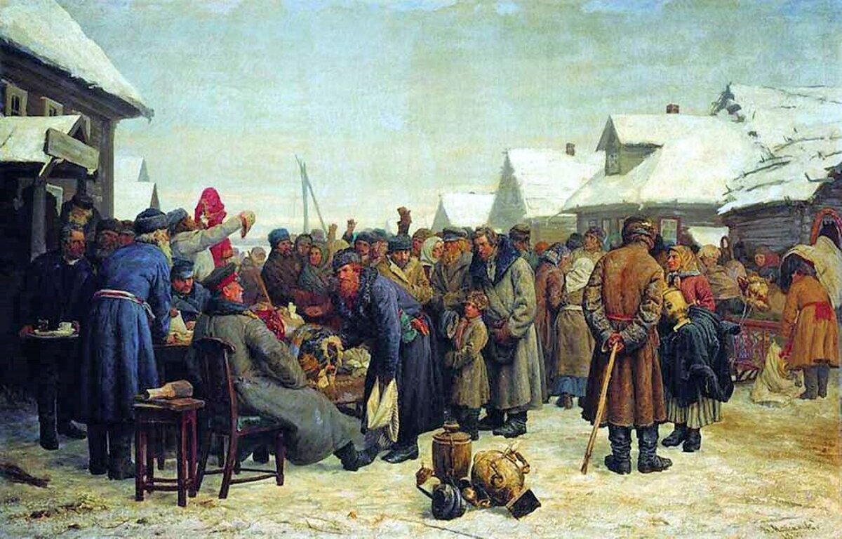 «Аукцион за недоимки», Василий Максимов, 1881 год. Бердянский художественный музей имени И.И. Бродского