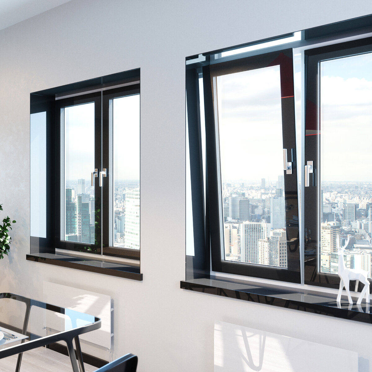 Цельностеклянная створка окна Kaleva Space. Пример из открытых источников.
